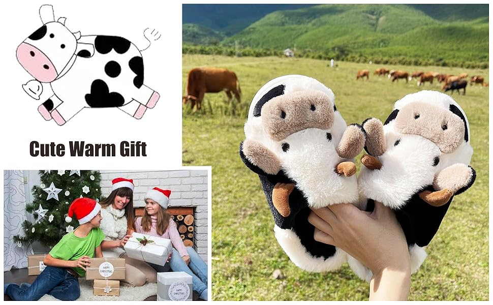 cow cotton slippers