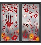 Halloween Decorations - Bloody Handprint Footprint Window Clings for Halloween Party Decorations ...