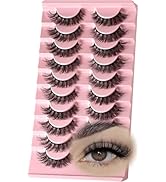 FARRED Natural Lashes Short Eyelashes Wispy False Mink Lash Strips 10 Pair Natural Look Fluffy Ca...