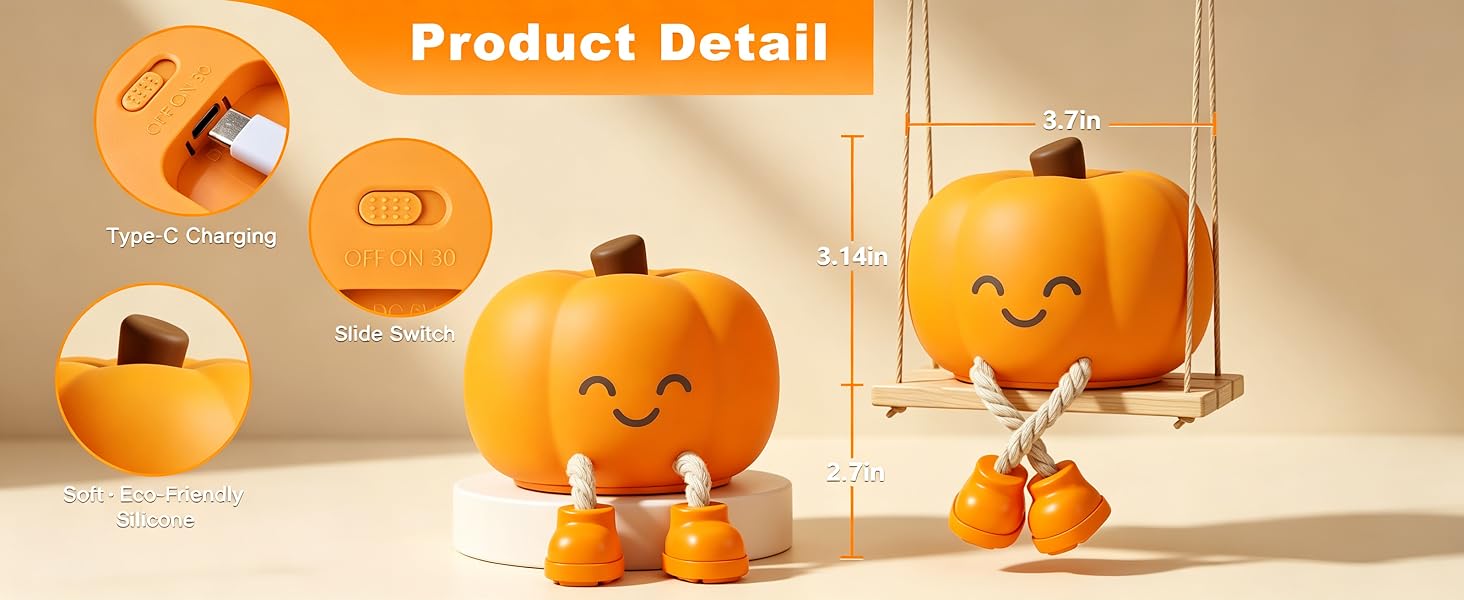 Cute Pumpkin Night Light Made of Soft Silicone