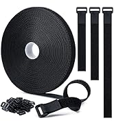 0.8" x32Ft Hook and Loop Straps with 50 Plastic Buckles, Adjustable Fastening Cable Straps, Free ...