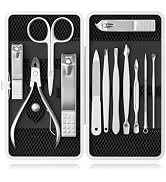 ZIZZON Manicure, Pedicure Kit, Nail Clippers Set of 12Pcs, Professional Grooming Kit, Nail Tools ...