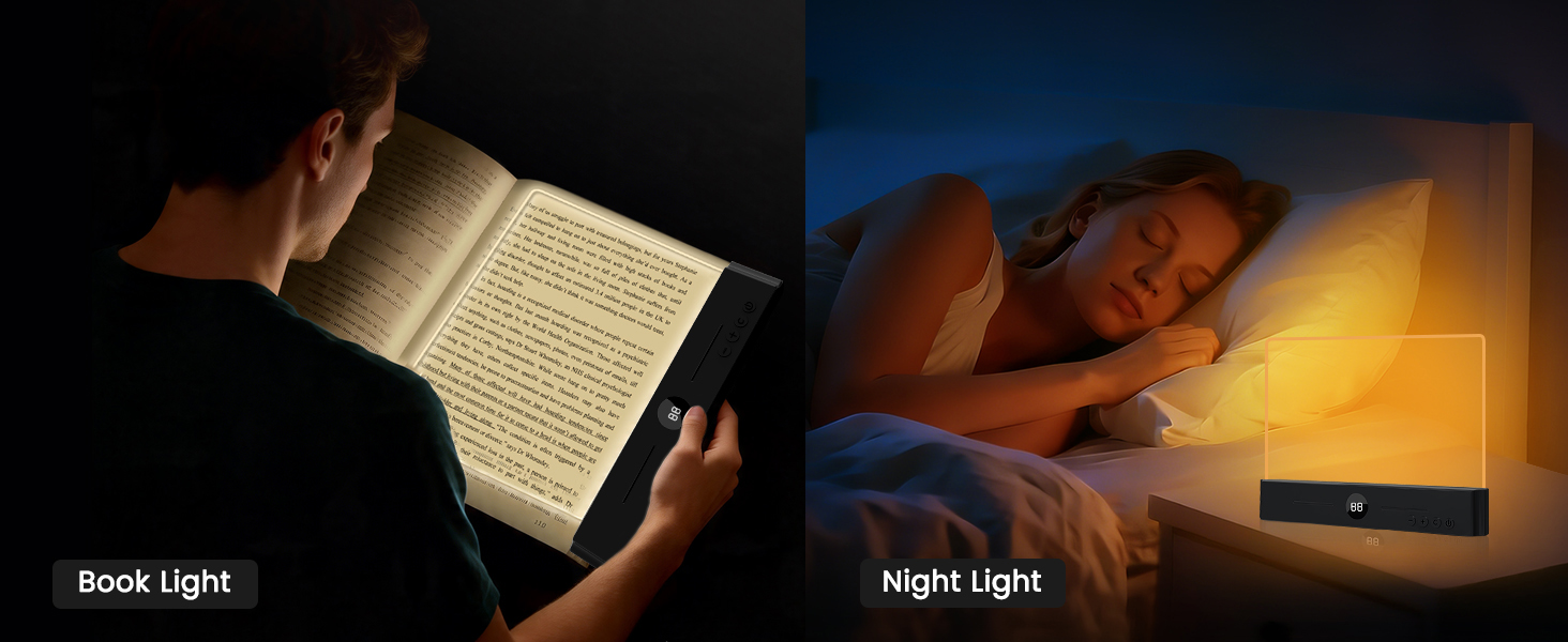 easuntec book light reading light at night reading lights for books in bed flat book light black 09