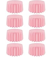 8 Pack Pink Round Tablecloth 90 Inch Valentine’s Day Table Cloth for Round Tables, Washable Polye...