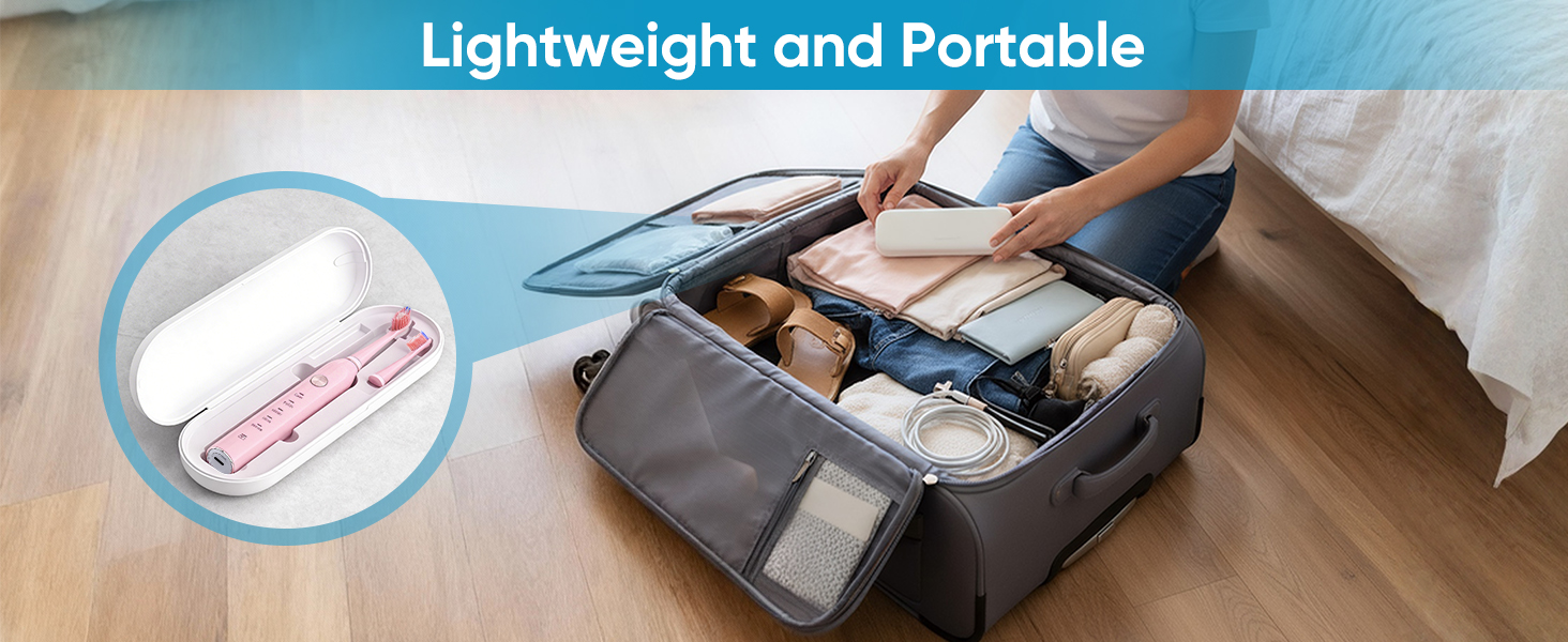 Text reads 'Lightweight and Portable'. Series of product photos showing folded gray blankets or storage items in different configurations.