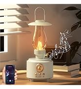 AVEKI Vintage Kerosene Table Lamp with Bluetooth Speaker, Infinitely Dimmable Rechargeable LED Li...