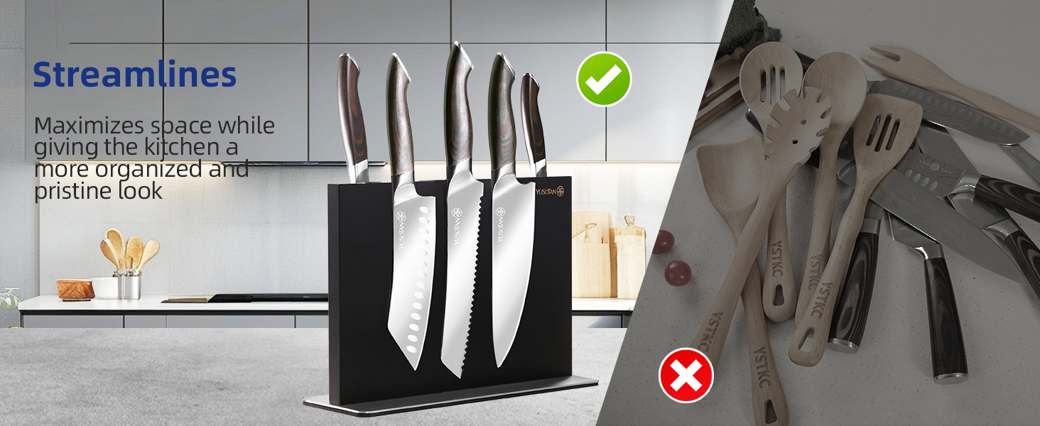  kitchen knife set with a wooden magnetic knife holder