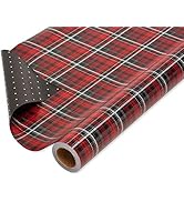 American Greetings Reversible Wrapping Paper Jumbo, Red and Black Plaid (1 Roll, 175 sq. ft)