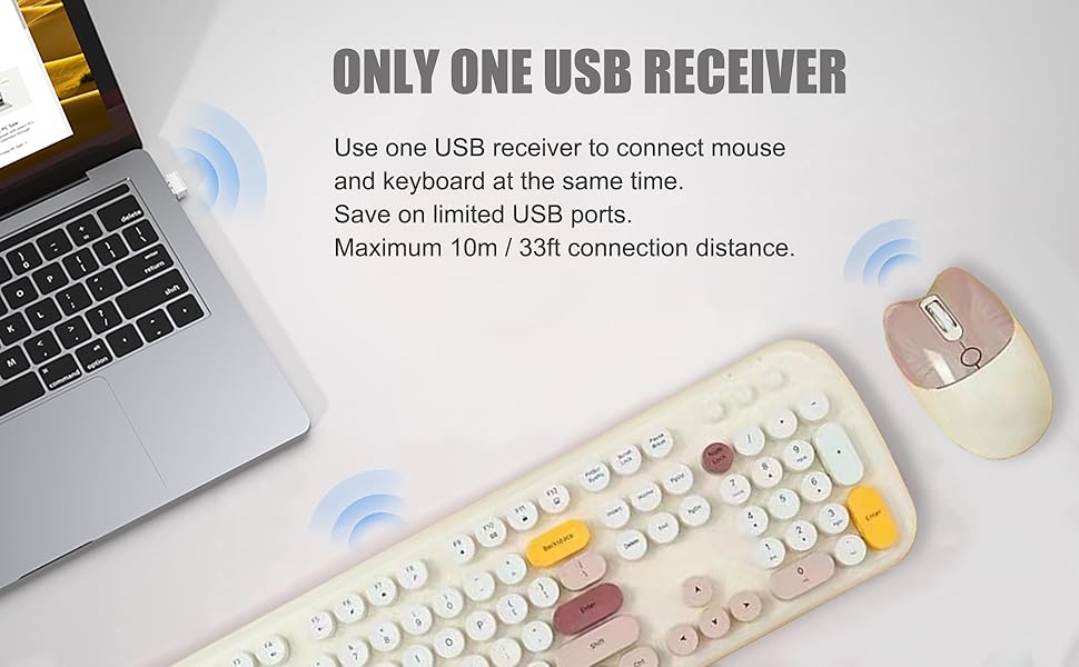 CUTE WIRELESS KEYBOARD AND MOUSE SET
