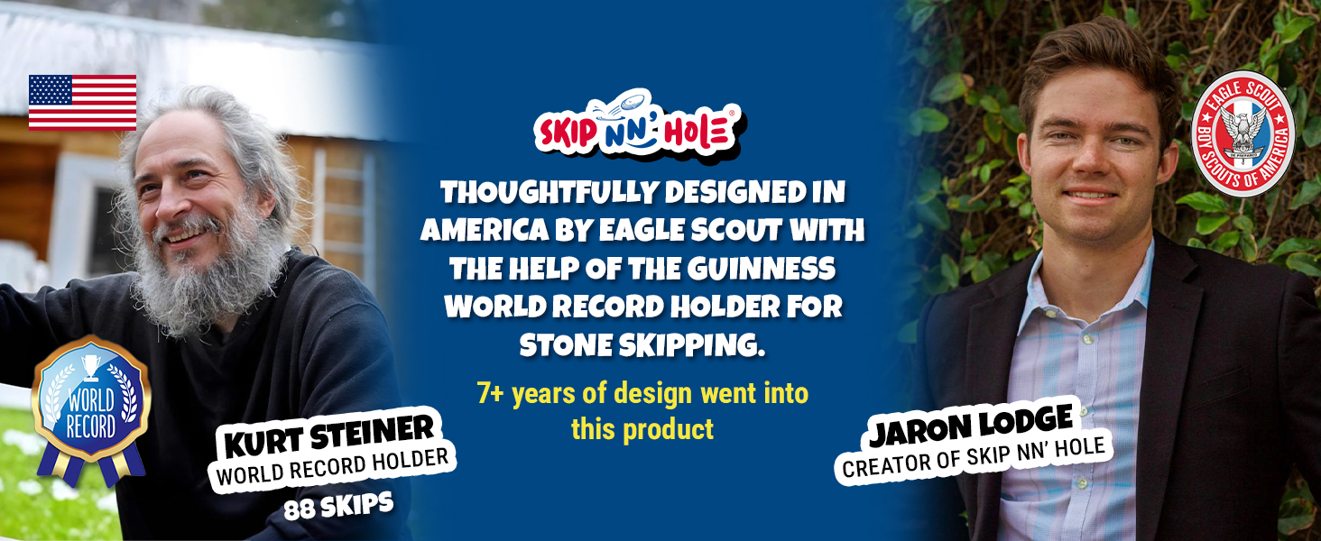 Creator and stone skipping record holder with game branding
