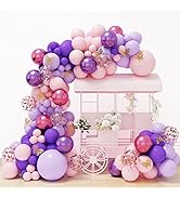 RUBFAC 143pcs Butterfly Pink and Purple Balloon Garland Kit with Butterfly Stickers for Baby Show...