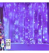 SINAMER Curtain Light for Bedroom, 200LED 6.6x6.6ft Purple Window Wall Hanging Fairy Curtain Stri...