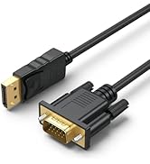 UV-CABLE DisplayPort to VGA Cable 5ft, Display Port DP to VGA Adapter Male to Male Gold-Plated fo...