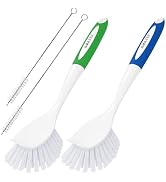 Amazer 4 Pack Dish Brush with Handle, Kitchen Scrub Brushes for Cleaning, Straw Cleaner Brushes f...