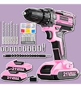 Cordless Drill, 21V Power Drill with Dual 2.0Ah Power Pack and Charger, Power Electric Battery Dr...