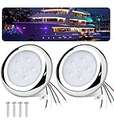 RVZONE 3inch RGBW Boat Courtesy Lights IP68 Waterproof Marine LED Lights Stainless Steel Boat Lig...