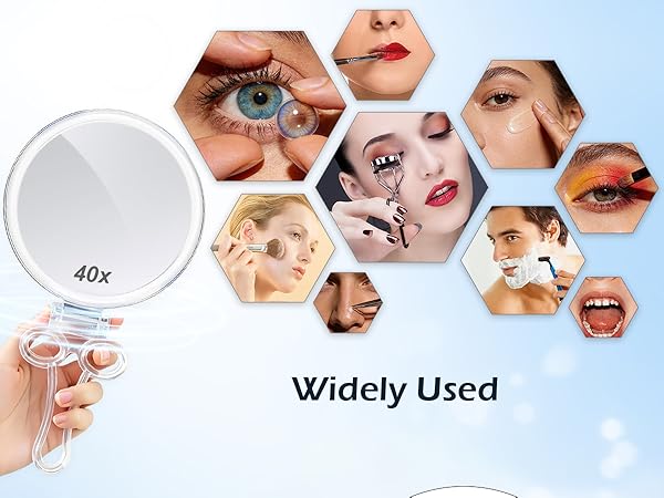 10x 20x 30x 40x magnifying mirror, hand mirror, handheld mirror, travel makeup mirror, small mirror