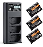 K&amp;F CONCEPT 3-Pack LP-E6P Battery Charger, 2400mAh R5 Mark II Battery Compatible with Canon R6 Ma...
