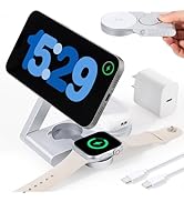 Foldable 3 in 1 Charging Station for Apple Devices with USB C Charger,Wireless Charger for Travel...