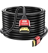 jojobnj 50FT Long HDMI Cable 4K60Hz, High Speed 4K HDMI Cable with Gold Plated Connectors, Red Al...