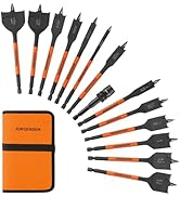 Jorgensen 14-Piece Spade Drill Bit Set with Quick-Load Connector, High-Performance Carbon Steel P...
