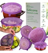 Reusable Silicone Stretch Lids for Food Storage in Fridge - Elastic Heat-Resistant Bowl Covers, C...
