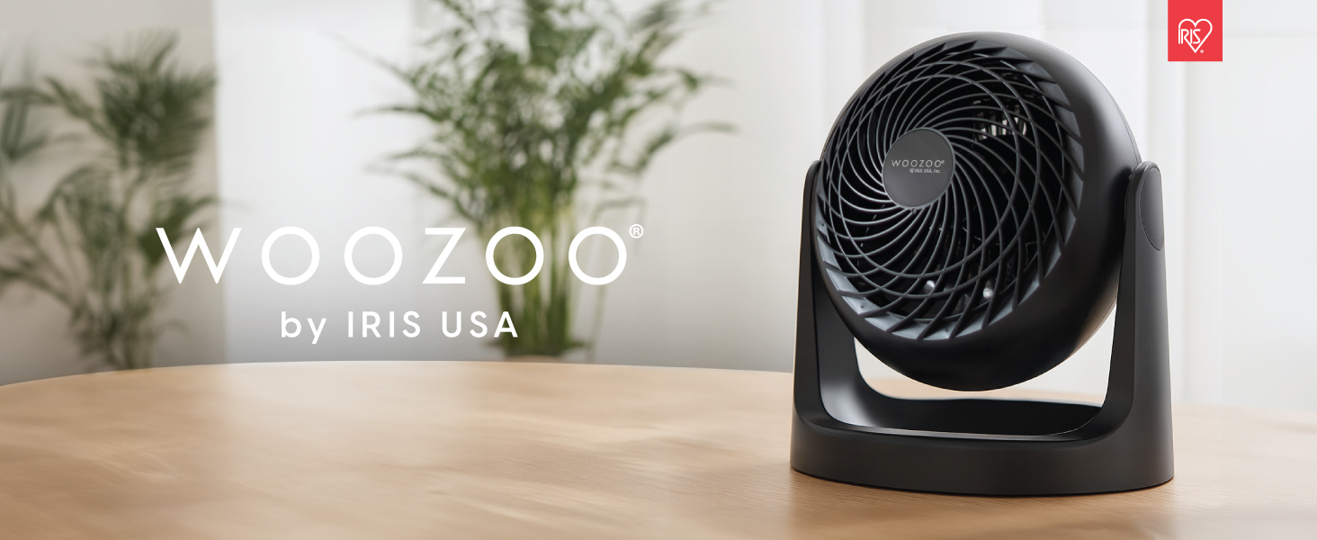 RIS USA WOOZOO Desk Fan, Air Circulator, 3 Speeds, 52ft Max Air Distance, 360° Adjustable Tilt