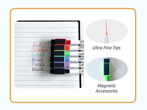 High quality markers in different colors help customizing chores and personalizing by color coding.