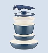 8Pcs Cookware Set Removable Handle Navy