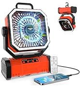 Super RGB Camping Fan with LED Light,20000mAh Battery Operated Oscillating Tent Fan,Portable Fans...