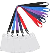 YOUOWO 5 Pack Lanyards with id Badges Holder Waterproof Resealable Zip Holder Neck Lanyard for Ke...