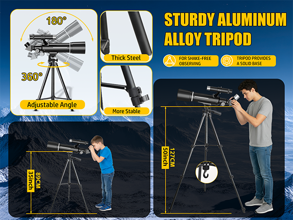 Telescope with sturdy aluminum alloy tripod