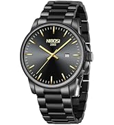NIBOSI Men Watches Analog Quartz Stainless Steel Black Watches for Men Waterproof Business Classi...