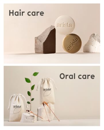 Arista’s shampoo bars and copper tongue scrapers balancing on natural stones