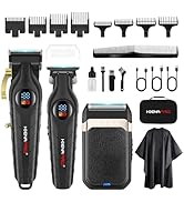 HIENA PRO Hair Clippers for Men Professional, Cordless Barber Clipper T-Blade Beard/Hair Trimmer ...