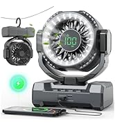 24000mAh Camping Fan, Portable Rechargeable Fan, Battery Powered Fan with LED Lantern &amp; 120° Osci...