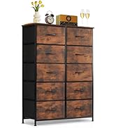 10-Drawer Dresser for Bedroom, Anti-Tip Tall Storage Organizer Chest of Drawers with Wooden Top a...