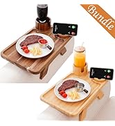 3 in1 Couch Cup Holder Acacia Wood and Bamboo Wood Set