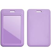 Larpur Pack of 2 Sliding ID Badge Holders Hard Plastic Vertical Card Cases with Clear ID Window f...