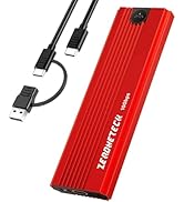 Red M.2 NVMe SATA SSD Enclosure Adapter Tool-Free, 10Gbps USB 3.2 Gen 2 USB C External, M.2 NVMe ...