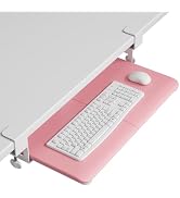 BONTEC KMT01 Under Desk Keyboard Tray, Pull-Out Keyboard &amp; Mouse Platform with C-Clamp, 25.6 x 11...