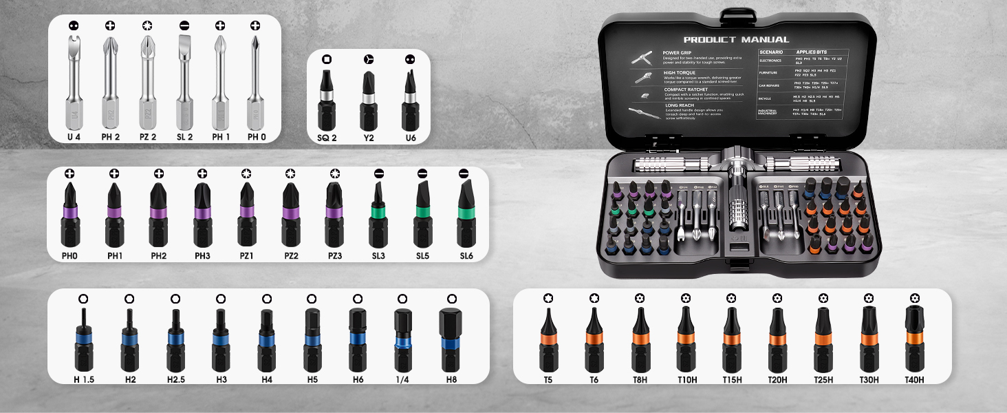 40 in 1 Magnetic Ratchet Screwdriver Set