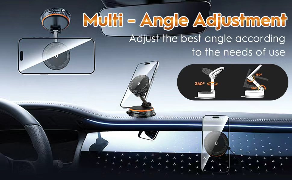 360° rotating base + dual-axis metal arms (210° fold) for easy, precise angle adjustment.