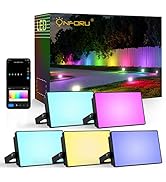 Onforu RGBW LED Flood Lights Outdoor, WiFi Color Changing Uplights 2700K, Smart Stage Lights App ...