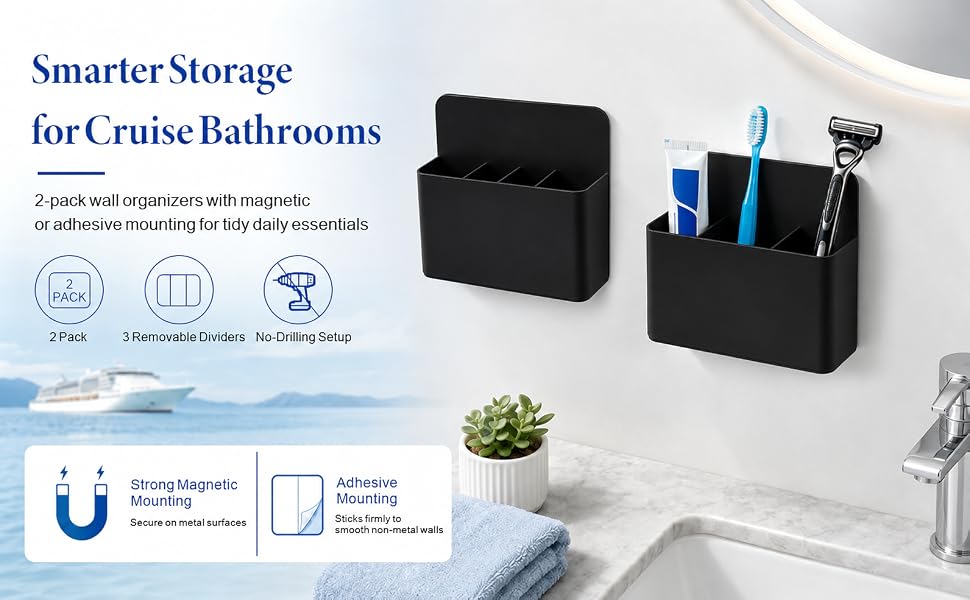 holder toothbrush black cruise magnetic brush tooth bathroom organizer essentials cabin toothpaste