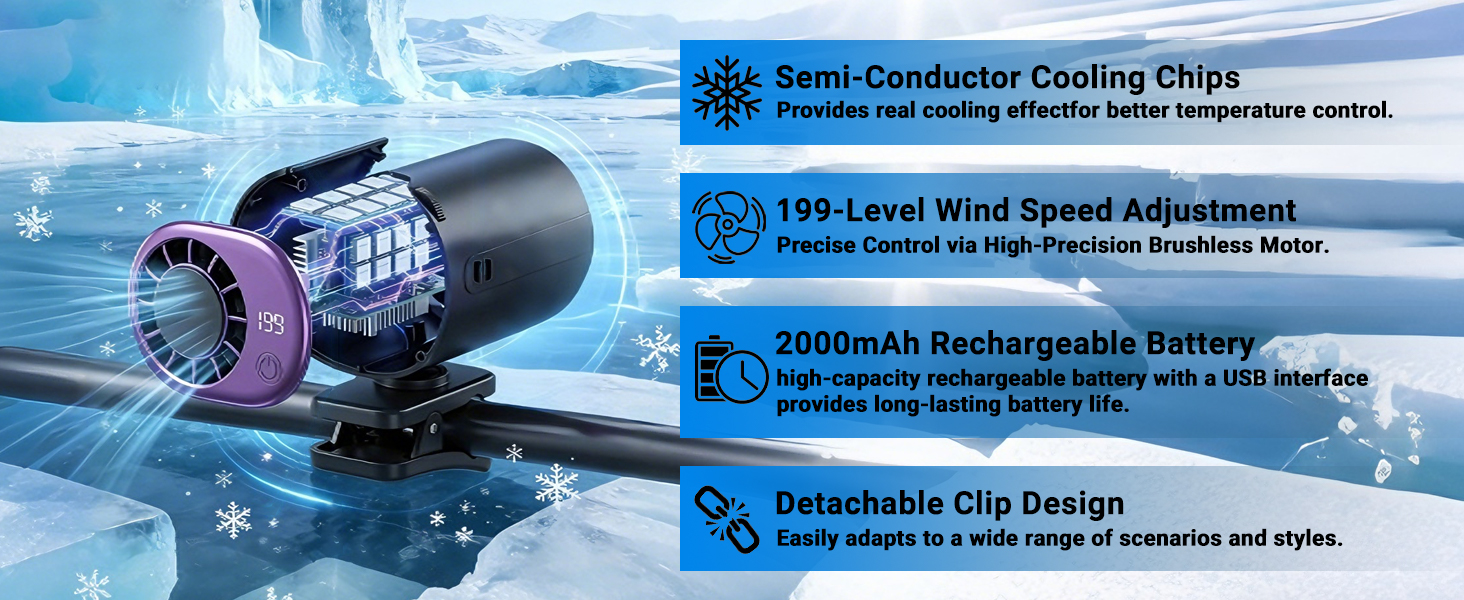 2026 Mini Portable Car Clip on Air Conditioner Fan