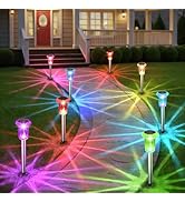 Eyrosa Solar Outdoor Lights, 10 Pack Solar Pathway Lights Outdoor Waterproof, Stainless Steel Sta...