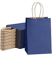 SHOPDAY Navy Blue Paper Gift Bgas, Small Kraft Paper Bags with Handles Bulk 5.25x3.75x8 100 Pack,...