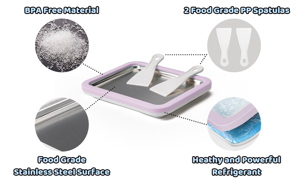 BPA Free Material Food Grade Stainless Steel Surface Heathy and Powerful Refrigerant 2 PP Spatulas