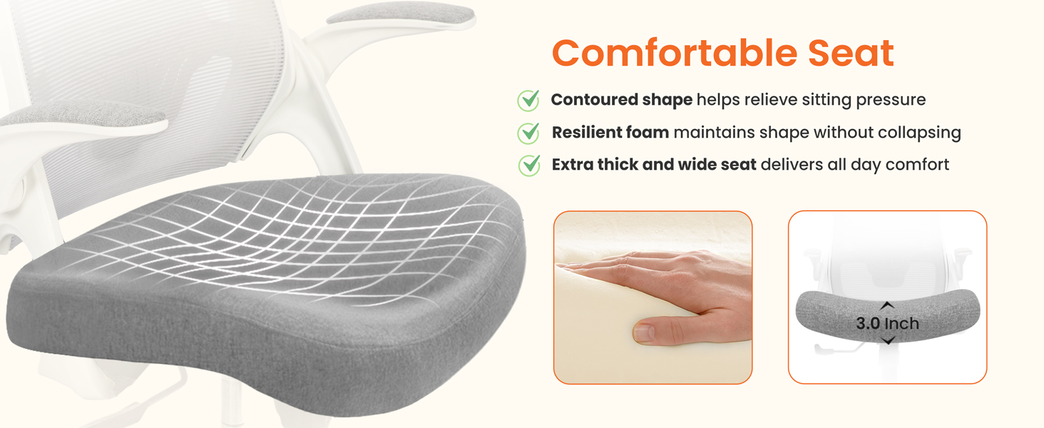 Comfy chair with thick and wide seat